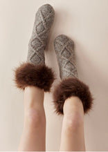 Load image into Gallery viewer, Cable Knit Sherpa Cozy Socks