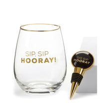 Load image into Gallery viewer, Wine Glass and Bottle Stopper Set