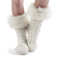 Load image into Gallery viewer, Cable Knit Sherpa Cozy Socks
