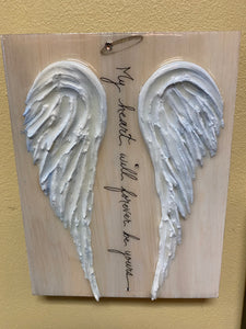 "My heart will forever be yours" Hard Carved Plaque