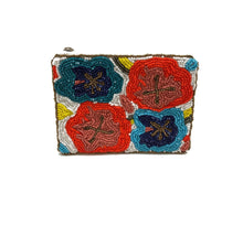 Load image into Gallery viewer, Multi-color Floral Beaded Coin Pouch
