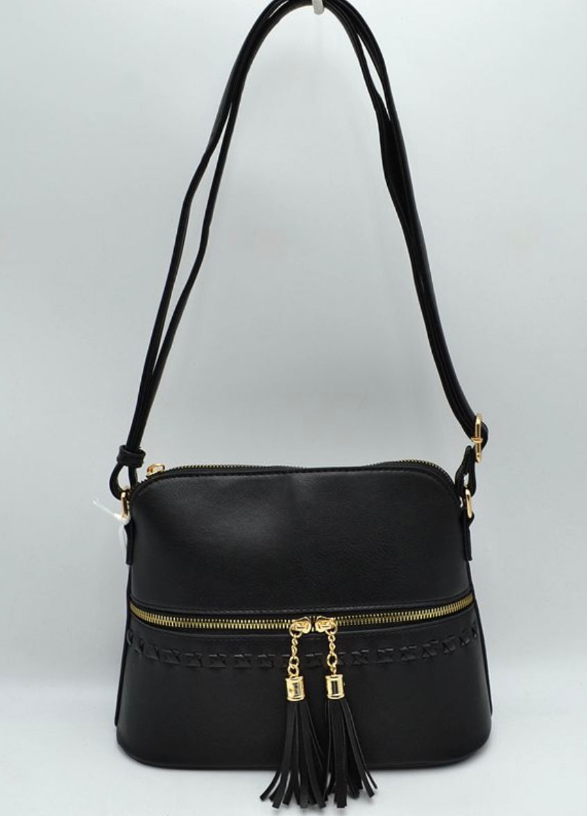 Black Handbag with Tassels