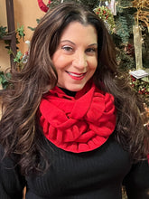 Load image into Gallery viewer, Ruffle 3 in 1 Eternity Scarf (Red)
