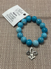 Load image into Gallery viewer, PowerBeads by jen Agate with fleur-de-lis medal
