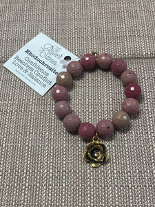 PowerBeads by jen faceted Rhodochrosite with rose
