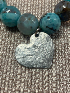 PowerBeads by jen faceted Agate with heart medal