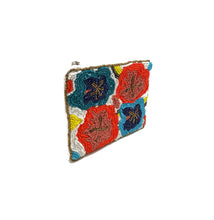 Load image into Gallery viewer, Multi-color Floral Beaded Coin Pouch
