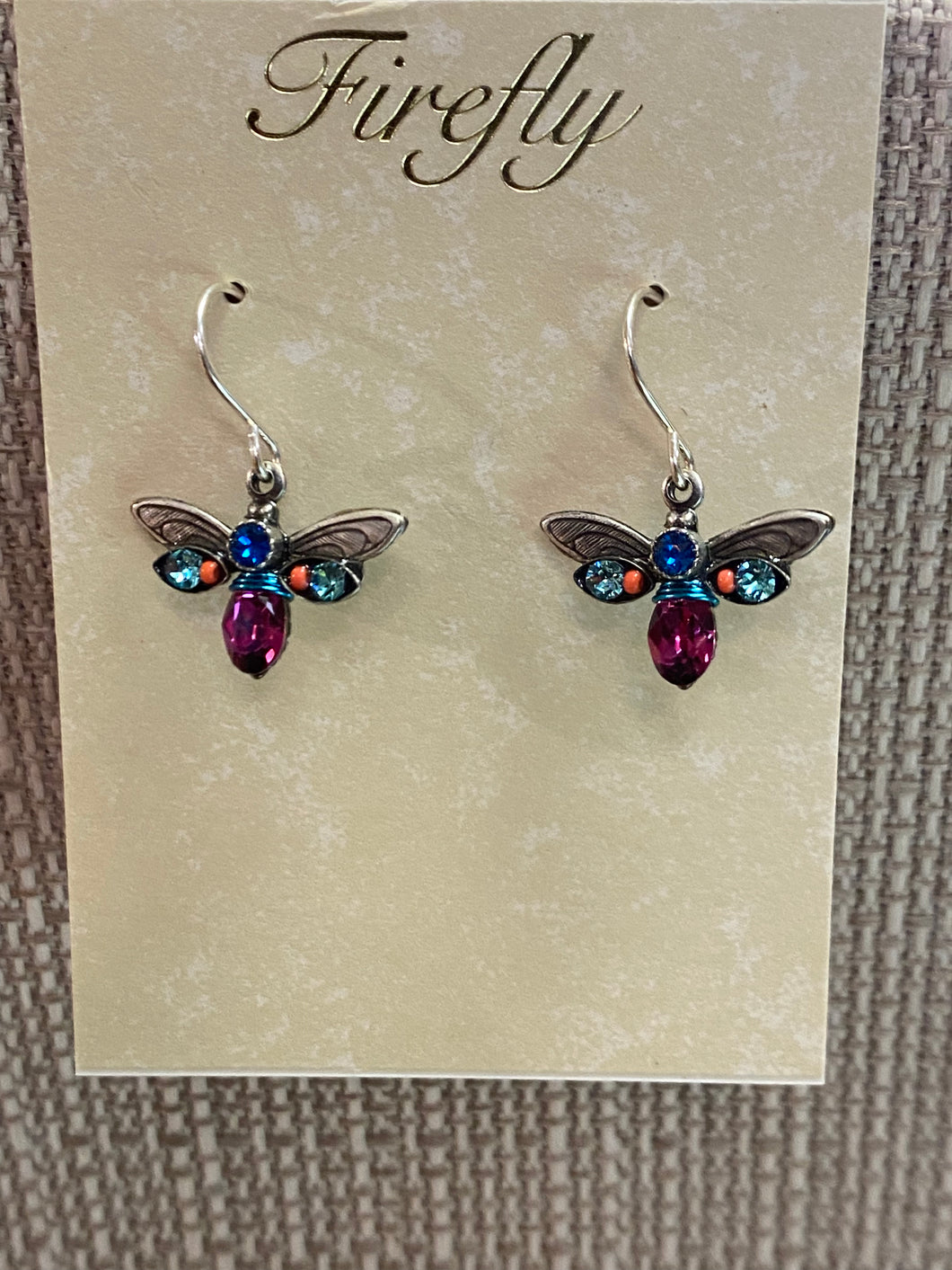 Fuschia Bee earrings by Firefly jewelry