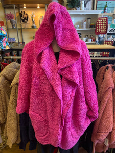 Hot Pink Sherpa with hood and pockets