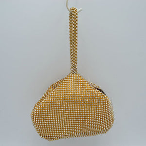Rhinestone Studded Gold Wristlet Bag