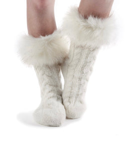 Cable Knit Sherpa Cozy Socks