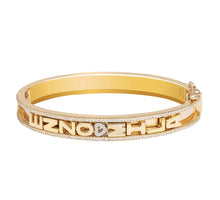 Load image into Gallery viewer, Elise Paige Personalized Skinny Charm Bangle 14k Vermeil Pave
