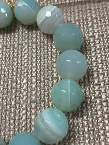 PowerBeads by jen faceted Agate with cross medal