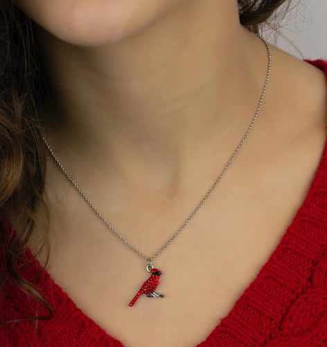 Kohls, Jewelry, Crystal Red Cardinal Bird Pendant Necklace Sterling  Silver Nwt