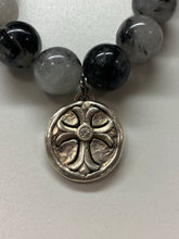 Load image into Gallery viewer, PowerBeads by jen Agate with Cross &amp; Crystal medal
