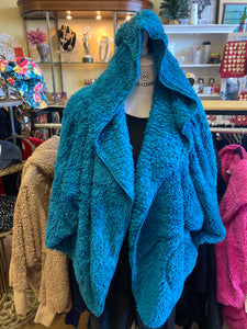 Teal Sherpa with hood and pockets